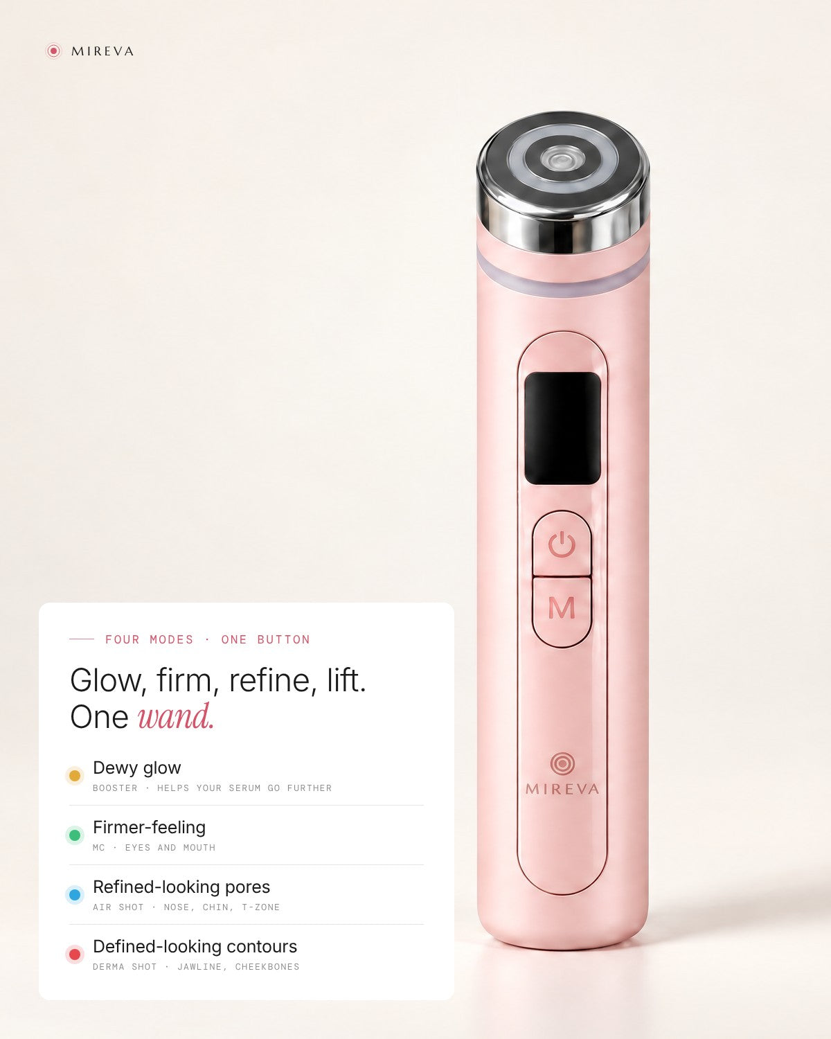 One button, four kinds of care: Booster, Derma Shot, Air Shot, MC