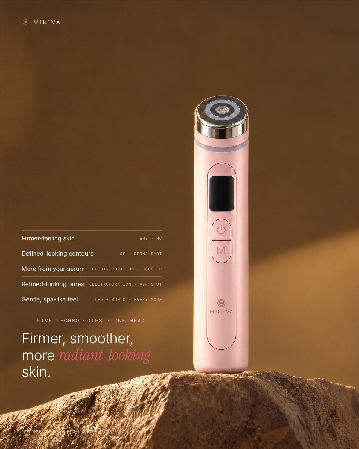 Five technologies, one head: EMS, RF, electroporation, LED, sonic