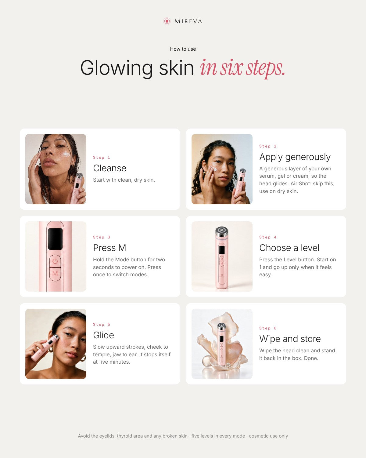 How to use the Mireva Derma Booster Wand in six steps